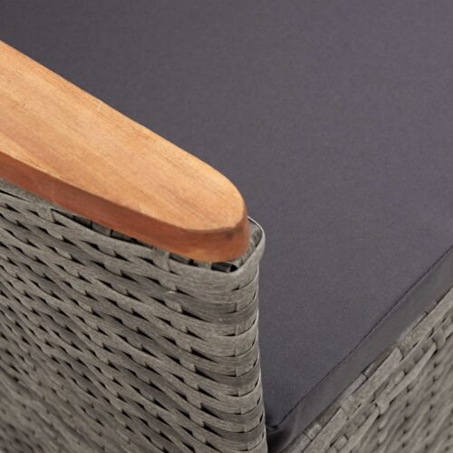 3-Piece Garden Lounge Set with Cushions Poly Rattan Wicker Outdoor Patio Furniture Grey - Image 8
