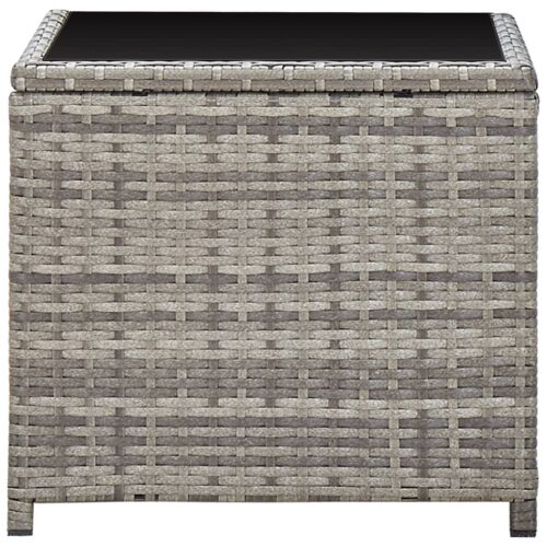 3-Piece Garden Lounge Set with Cushions Poly Rattan Wicker Outdoor Patio Furniture Grey - Image 11