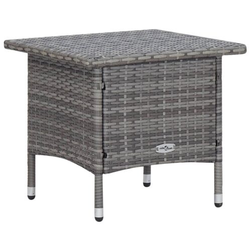 3-Piece Garden Lounge Set with Cushions Poly Rattan Wicker Outdoor Patio Furniture Grey - Image 8