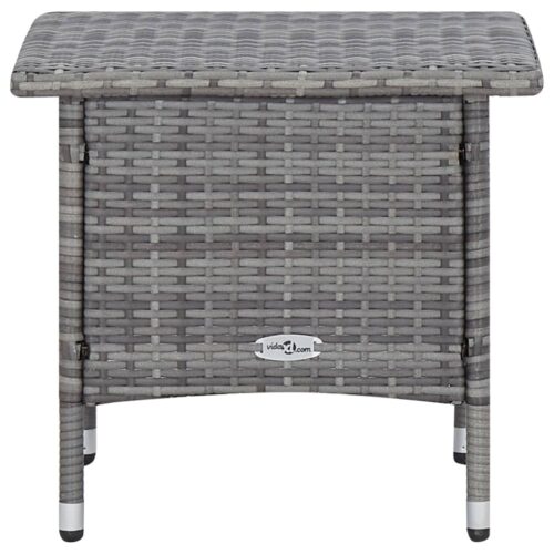 3-Piece Garden Lounge Set with Cushions Poly Rattan Wicker Outdoor Patio Furniture Grey - Image 9