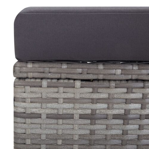 3-Piece Garden Lounge Set with Cushions Poly Rattan Wicker Outdoor Patio Furniture Grey - Image 10