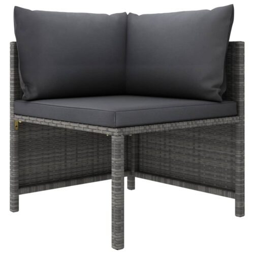 3-Piece Garden Lounge Set with Cushions Poly Rattan Wicker Outdoor Patio Furniture Grey - Image 3