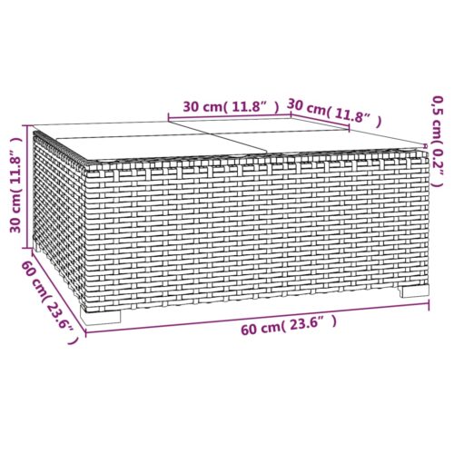 3-Piece Garden Lounge Set with Cushions Poly Rattan Wicker Outdoor Patio Furniture Grey - Image 9