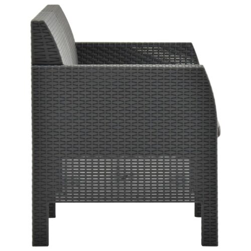 3-Piece Garden Lounge Set with Cushions PP Rattan Anthracite - Image 5