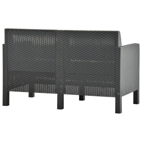 3-Piece Garden Lounge Set with Cushions PP Rattan Anthracite - Image 6