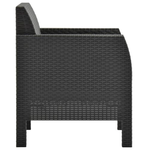 3-Piece Garden Lounge Set with Cushions PP Rattan Anthracite - Image 9