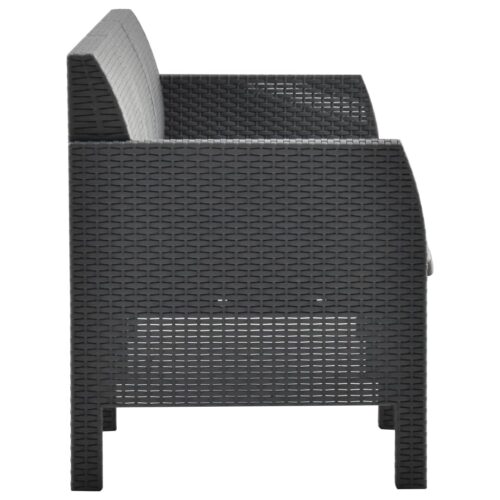 3-Piece Garden Lounge Set with Cushions PP Rattan Anthracite - Image 5