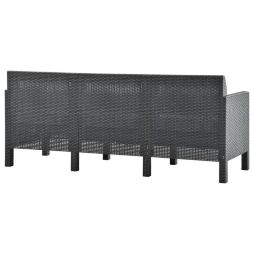 3-Piece Garden Lounge Set with Cushions PP Rattan Anthracite - Image 6