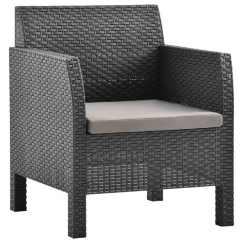 3-Piece Garden Lounge Set with Cushions PP Rattan Anthracite - Image 7