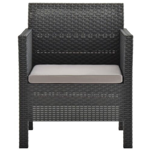 3-Piece Garden Lounge Set with Cushions PP Rattan Anthracite - Image 8