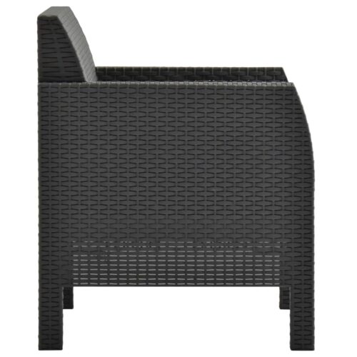 3-Piece Garden Lounge Set with Cushions PP Rattan Anthracite - Image 9