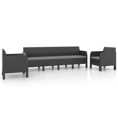 3-Piece Garden Lounge Set with Cushions PP Rattan Anthracite