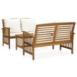 3-Piece Garden Lounge Set with Cushions Acacia Wood Timber Outdoor Patio Furniture