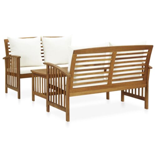 3-Piece Garden Lounge Set with Cushions Acacia Wood Timber Outdoor Patio Furniture