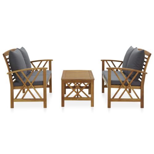 3-Piece Garden Lounge Set with Cushions Acacia Wood Timber Outdoor Patio Furniture - Image 2