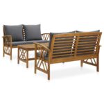 3-Piece Garden Lounge Set with Cushions Acacia Wood Timber Outdoor Patio Furniture