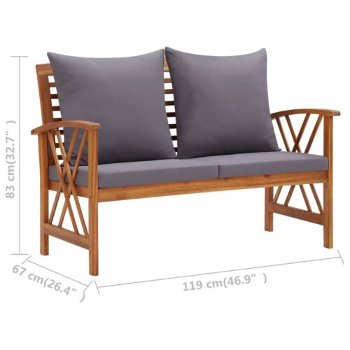 3-Piece Garden Lounge Set with Cushions Acacia Wood Timber Outdoor Patio Furniture - Image 11