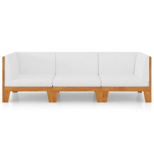 3-Piece Garden Lounge Set with Cushions Acacia Wood Timber Outdoor Patio Furniture - Image 3