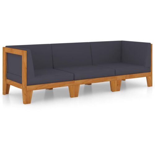 3-Piece Garden Lounge Set with Cushions Acacia Wood Timber Outdoor Patio Furniture