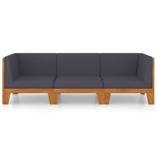3-Piece Garden Lounge Set with Cushions Acacia Wood Timber Outdoor Patio Furniture - Image 3