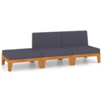 3-Piece Garden Lounge Set with Cushions Acacia Wood Timber Outdoor Patio Furniture