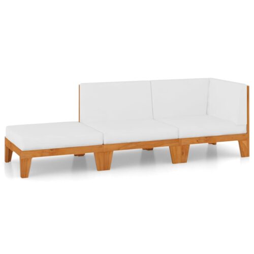 3-Piece Garden Lounge Set with Cushions Acacia Wood Timber Outdoor Patio Furniture