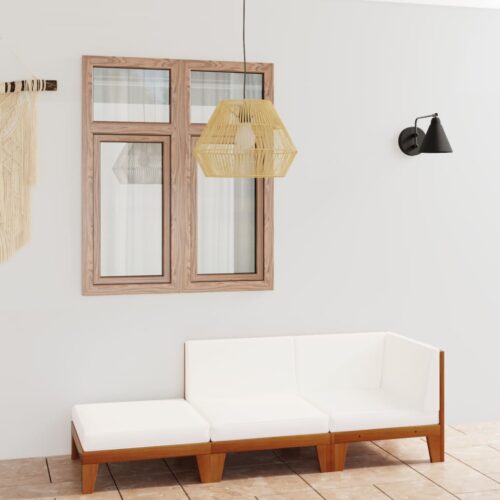 3-Piece Garden Lounge Set with Cushions Acacia Wood Timber Outdoor Patio Furniture - Image 2