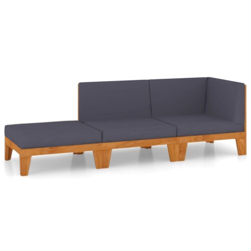 3-Piece Garden Lounge Set with Cushions Acacia Wood Timber Outdoor Patio Furniture