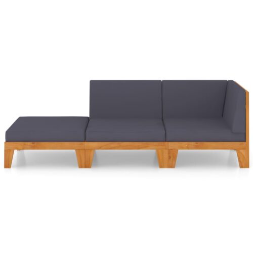 3-Piece Garden Lounge Set with Cushions Acacia Wood Timber Outdoor Patio Furniture - Image 3