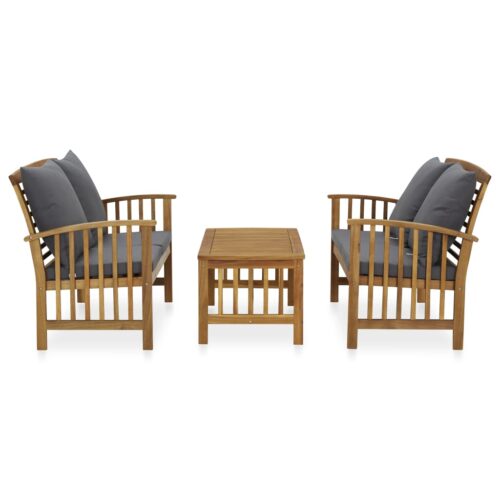 3-Piece Garden Lounge Set with Cushions Acacia Wood Timber Outdoor Patio Furniture (310261+310264) - Image 2