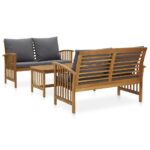 3-Piece Garden Lounge Set with Cushions Acacia Wood Timber Outdoor Patio Furniture (310261+310264)