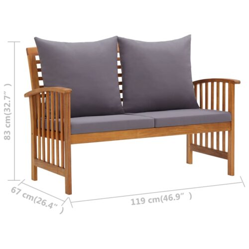 3-Piece Garden Lounge Set with Cushions Acacia Wood Timber Outdoor Patio Furniture (310261+310264) - Image 10