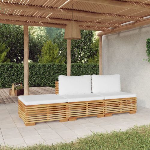 3-Piece Garden Lounge Set with Cushions Acacia Wood Timber Outdoor Patio Furniture - Image 2