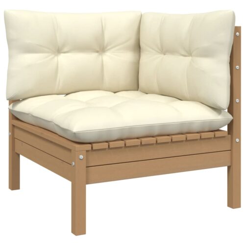 3-Piece Garden Lounge Set with Cushions Wood Timber Outdoor Patio Furniture Pine - Image 3