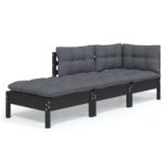 3-Piece Garden Lounge Set with Cushions Wood Timber Outdoor Patio Furniture Pine