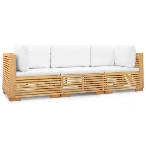 3-Piece Garden Lounge Set with Cushions Wood Timber Outdoor Patio Furniture Teak