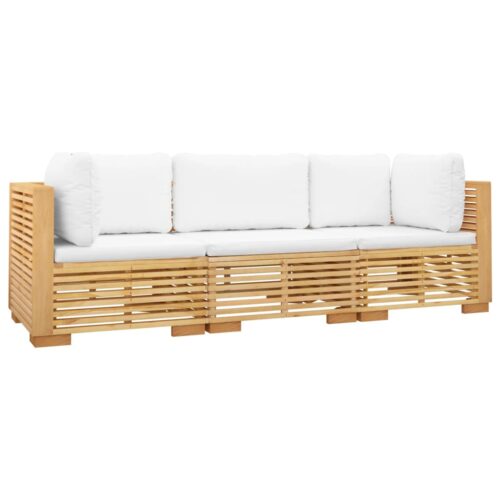 3-Piece Garden Lounge Set with Cushions Wood Timber Outdoor Patio Furniture Teak - Image 3