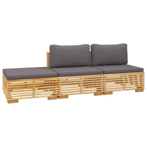 3-Piece Garden Lounge Set with Cushions Wood Timber Outdoor Patio Furniture Teak - Image 3