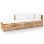 3-Piece Garden Lounge Set with Cushions Wood Timber Outdoor Patio Furniture Teak