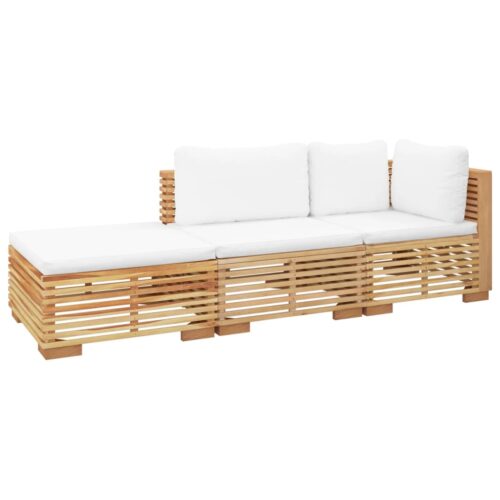 3-Piece Garden Lounge Set with Cushions Wood Timber Outdoor Patio Furniture Teak - Image 3