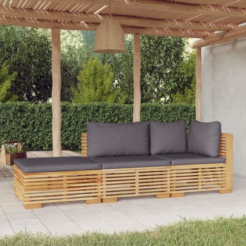 3-Piece Garden Lounge Set with Cushions Wood Timber Outdoor Patio Furniture Teak - Image 2