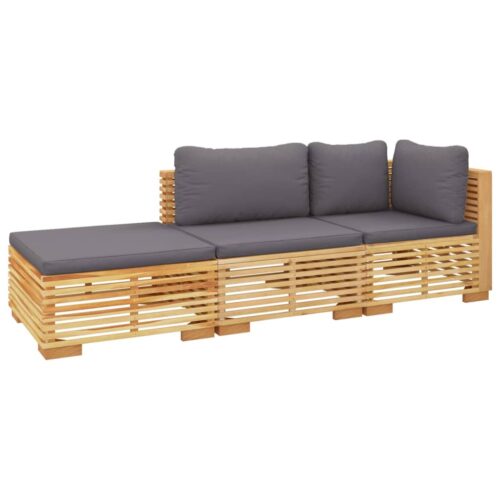 3-Piece Garden Lounge Set with Cushions Wood Timber Outdoor Patio Furniture Teak - Image 3