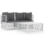 3-Piece Outdoor Sofa Set with Cushions Garden Patio Lounge Chair Setting White