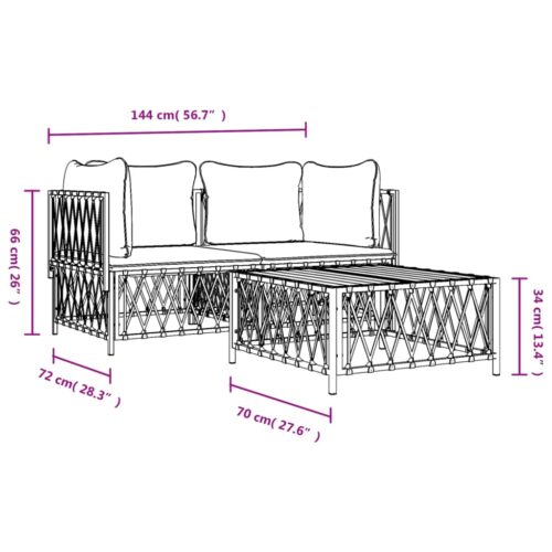 3-Piece Outdoor Sofa Set with Cushions Garden Patio Lounge Chair Setting White - Image 8