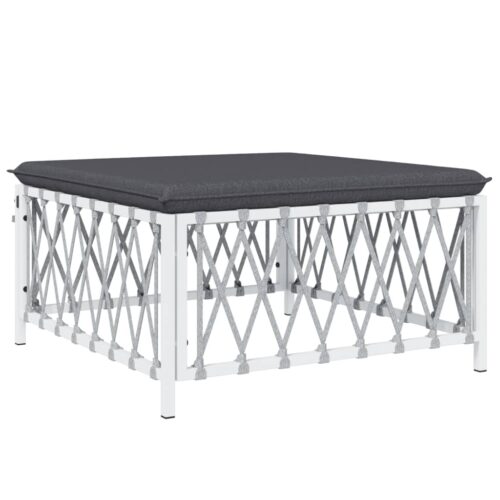 3-Piece Garden Lounge Set with Cushions White Steel - Image 6
