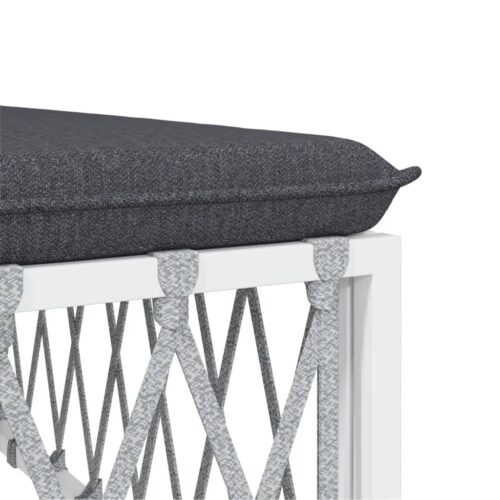 3-Piece Garden Lounge Set with Cushions White Steel - Image 7