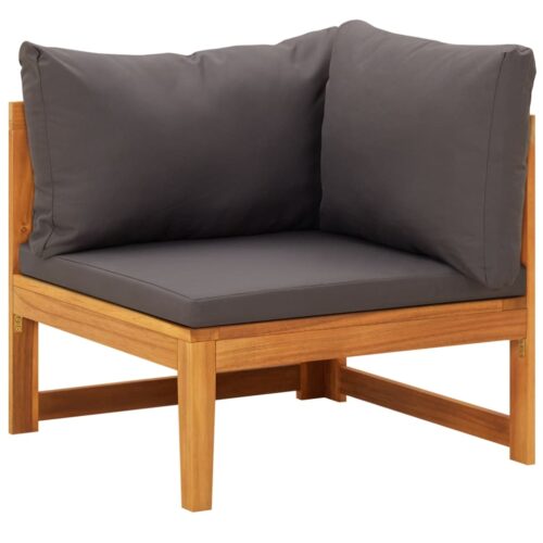 3-Piece Garden Lounge Set with Dark Grey Cushions Acacia Wood - Image 3