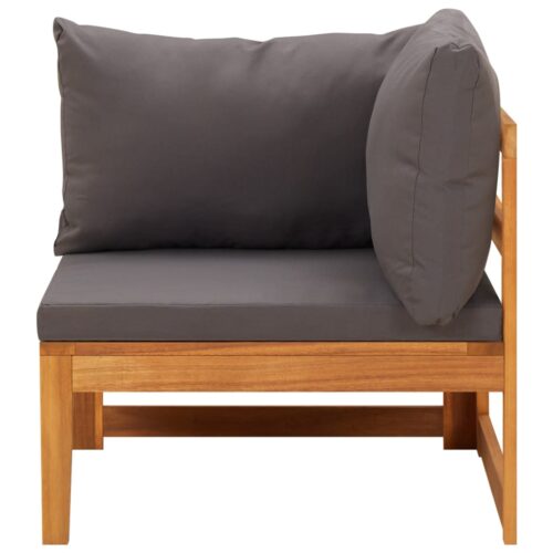 3-Piece Garden Lounge Set with Dark Grey Cushions Acacia Wood - Image 4