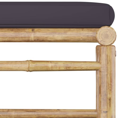 3-Piece Garden Lounge Set with Dark Grey Cushions Bamboo - Image 9