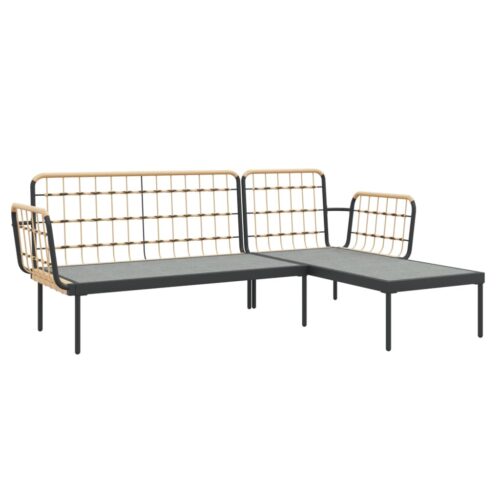 3-Piece Garden Lounge Set with Dark Grey Cushions Poly Rattan Wicker Outdoor Patio Furniture - Image 6